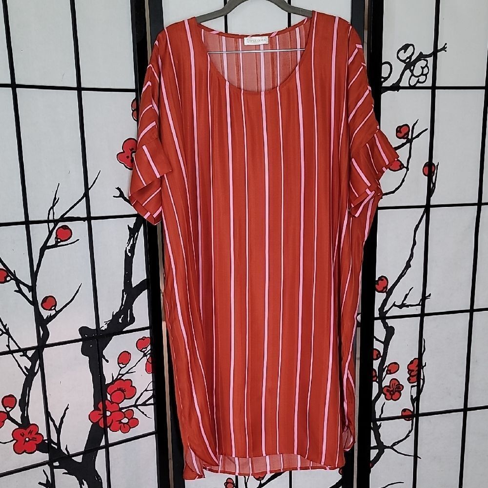 STINE GOYA Boxy SILK Blend Pink/Orange Mini Dress